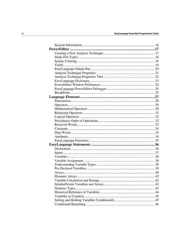 Easylanguage Essentials Easylanguage Essentials