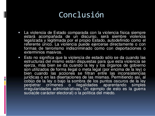 El estado y la violencia legitima