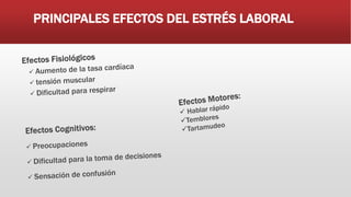 PRINCIPALES EFECTOS DEL ESTRÉS LABORAL
 