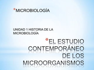 *MICROBIOLOGÍA


UNIDAD 1 HISTORIA DE LA
MICROBIOLOGÍA

                  *
 