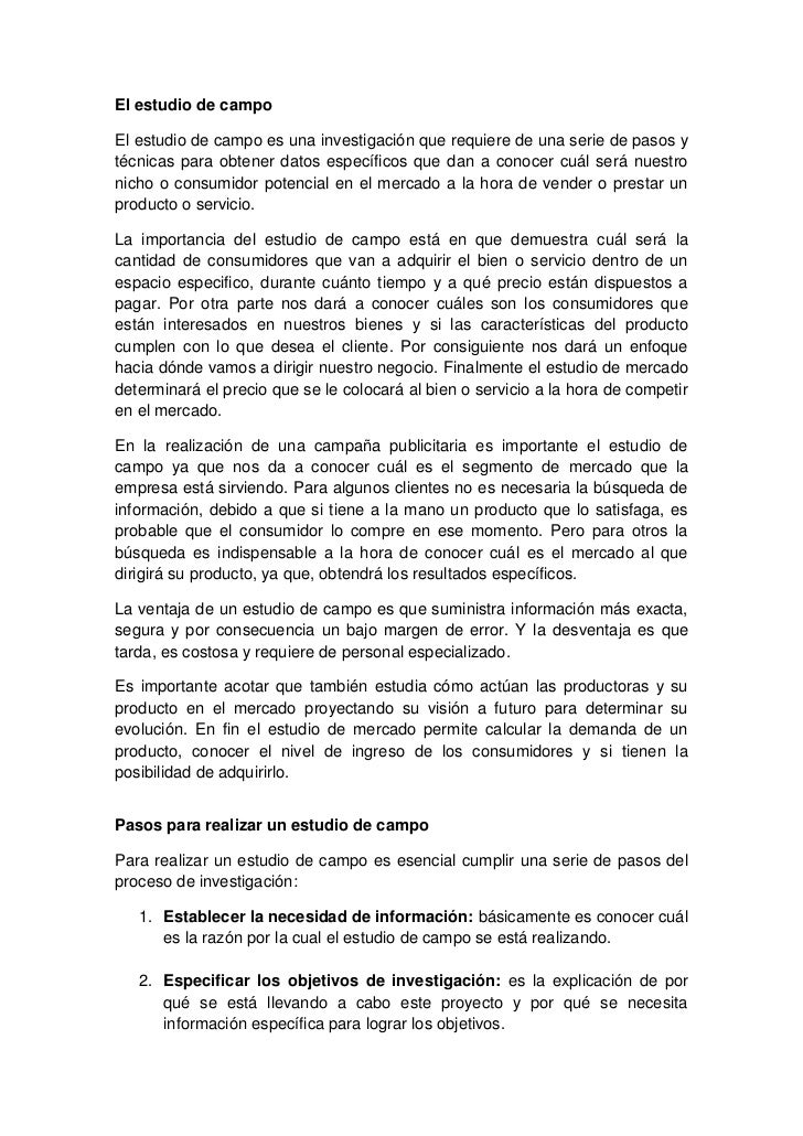 El estudio de campo El estudio de campo
