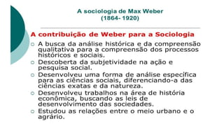 Sociologia e o pensamento de Max Weber - principais conceitos | PPTX