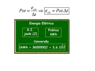 ε ele
Pot =       ⇒ ε ele = Pot.∆t
      ∆t
 