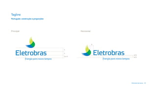 Tagline
Português: construção e proporções




Principal                                        Horizontal




                                                              x

                                          x

                                          x
                                                                                                 x/4
                                          2x/3
                                                                                                 x/2
              Energia para novos tempos                           Energia para novos tempos
                        2x




                                                                    2x
                                                                                              Diretrizes da marca 22
                                                                                              2x
 