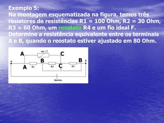 Curto-circuitoDizemos que dois pontos estão em curto-circuitoquando existe um condutor ideal (R=0) conectadoentre eles. Nesse caso a d.d.p. entre esses dois pontosé igual a zero.x          yKCaso o fio conectado entre os pontos x e y tenha resistência nula, quando a chave K for fechada a lâmpada C permanecerá apagada.