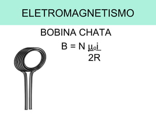 ELETROMAGNETISMO
  BOBINA CHATA
     B = N µoi
           2R
 
