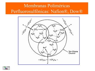 Membranas Poliméricas
Perfluorosulfônicas: Nafion®, Dow®

 
