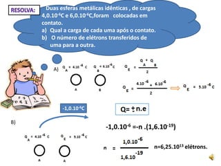 Capítulo  2 : força elétrica.1) Lei de Coulomb:A constante de proporcionalidade K é característica do meio onde as cargas estão colocadas.  É  chamada de  constante eletrostática. No vácuo temos :