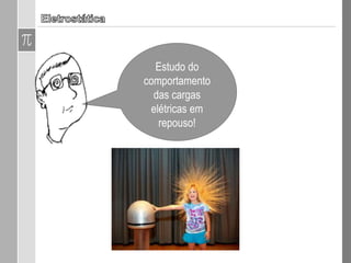 Estudo do comportamento das cargas elétricas em
repouso!
 