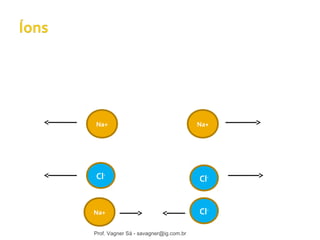 Na+ 
Cl- 
Na+ 
Na+ 
Cl- 
Cl- 
Prof. Vagner Sá - savagner@ig.com.br 
 