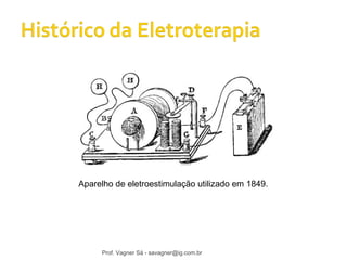 Aparelho de eletroestimulação utilizado em 1849. 
Prof. Vagner Sá - savagner@ig.com.br 
 