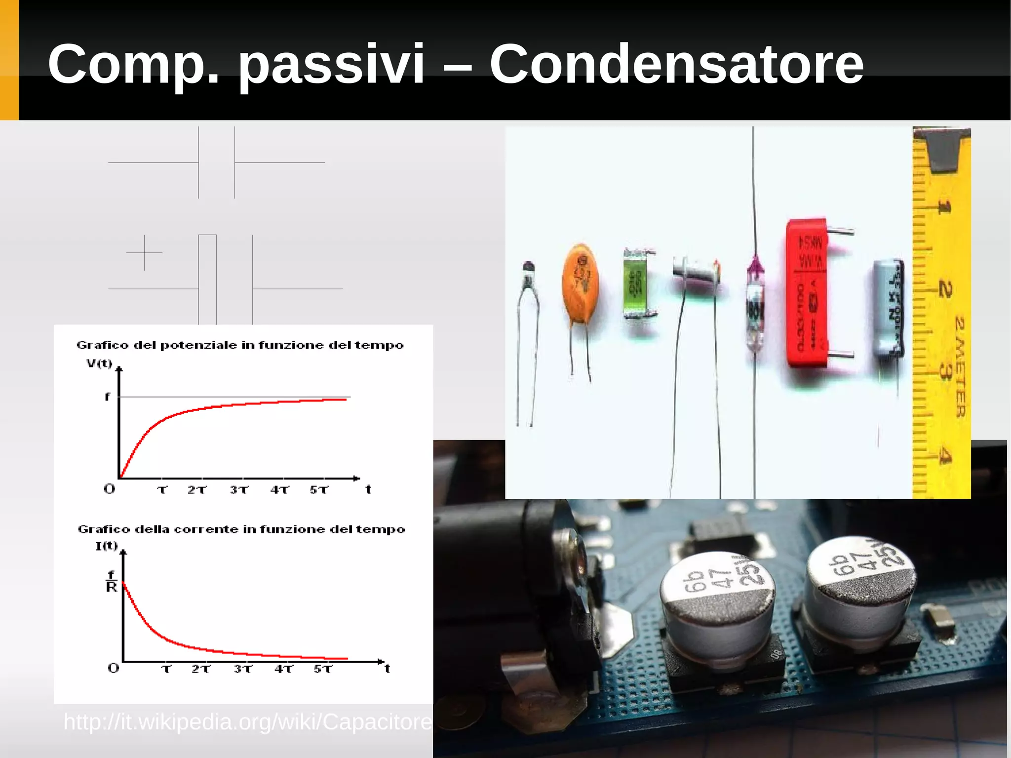 Comp. passivi – Condensatore




http://it.wikipedia.org/wiki/Capacitore
 