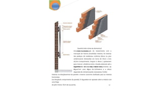 57
Quando toda a área da alvenaria já
estáchapiscada,
iniciamos a construção do revestimento com a
marcação do mesmo atravésdas mestras. As mestras
são pedaços de madeiraou cerâmica (bloco ou piso
cerâmico)com dimensões em torno de 25cm x 5cm
x0,5cm (comprimento, largura e altura ) queservem
para marcar a distância entre a faceda alvenaria até a
superfície do reboco. dependedo comprimento da
régua.Com uma régua de 2,0metros e a altura
daparede de 2,6metrosserão necessárias 3 (três)
Aquantidad
e
de mestra
s
necessária
s
mestras na direçãovertical da parede o mesmo raciocínio éutilizado para as mestras
horizontais
(na direçãodo comprimento da parede). A réguadeve ser apoiada sobre a mestra com
uma folga
de pelo menos 10cm de sua ponta.
 