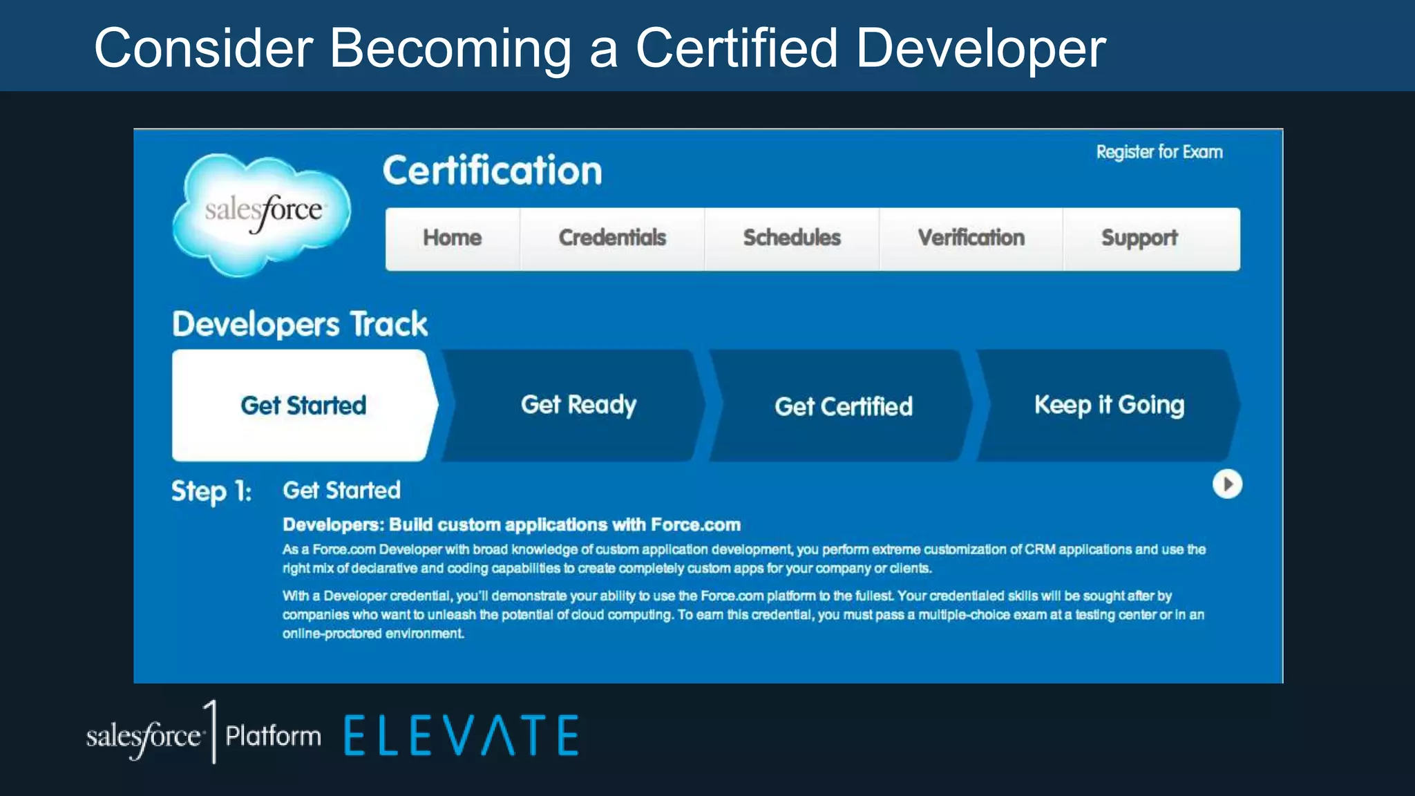 Consider Becoming a Certified Developer
 