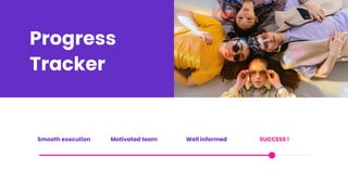 Progress
Tracker
Smooth execution Motivated team SUCCESS !
Well informed
 