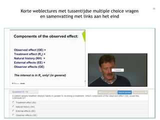 10 Korte weblectures met tussentijdse multiple choice vragen 
en samenvatting met links aan het eind 
 