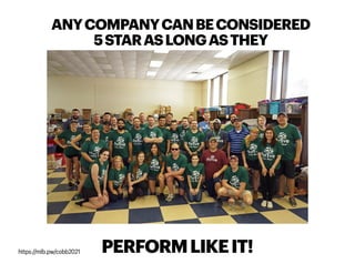 ANYCOMPANYCANBECONSIDERED
5STARASLONGASTHEY
PERFORMLIKEIT!
https://mlb.pw/cobb2021
 
