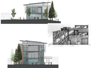 Elevations-Massing Of the building through forms and colours