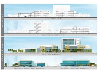 Elevations-Massing Of the building through forms and colours