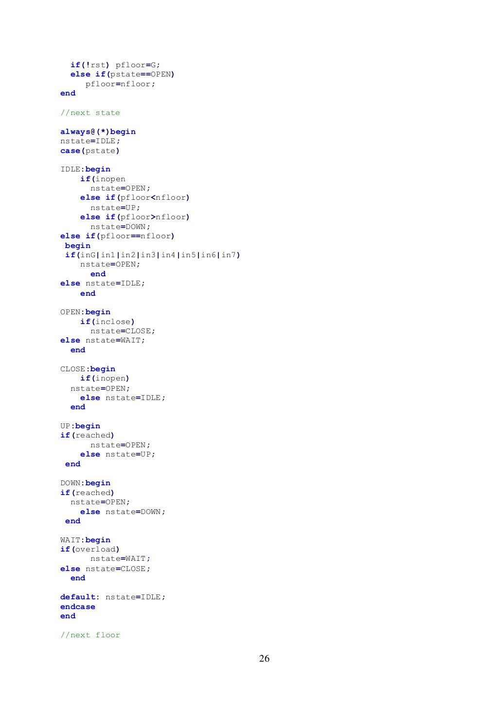 Design of Elevator Controller using Verilog HDL