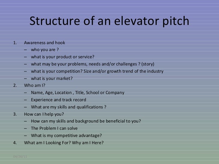 elevator pitch elevator pitches