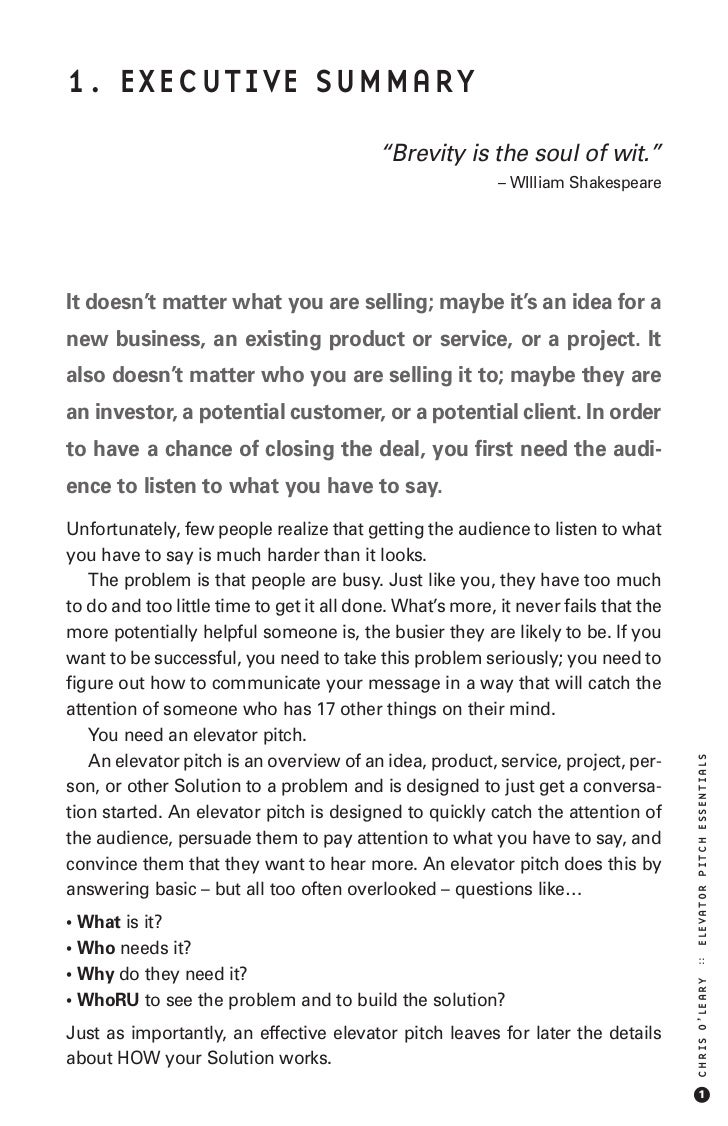 elevator pitch sample elevator pitch