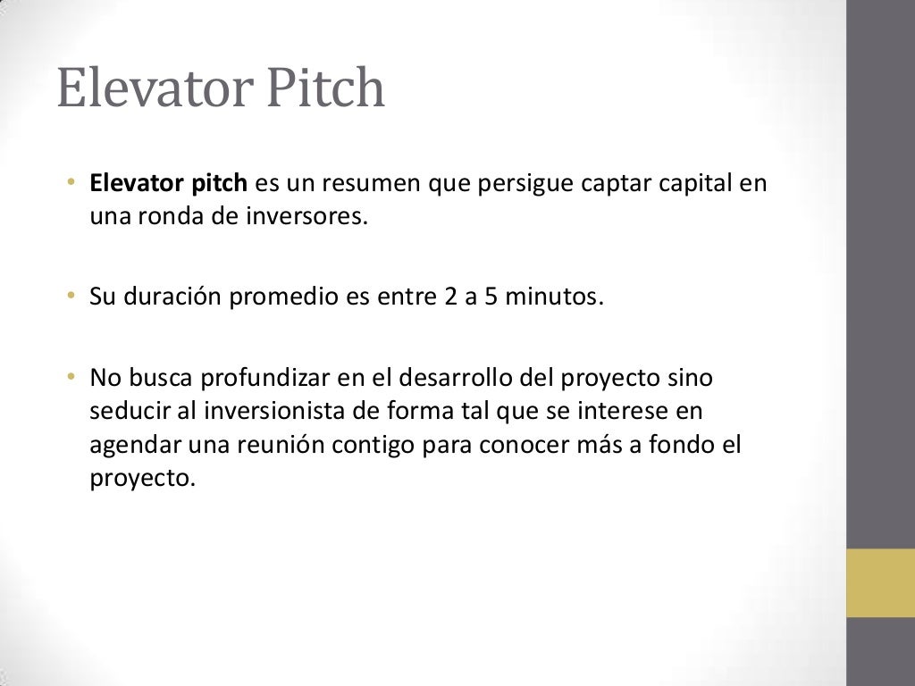 Elevator pitch