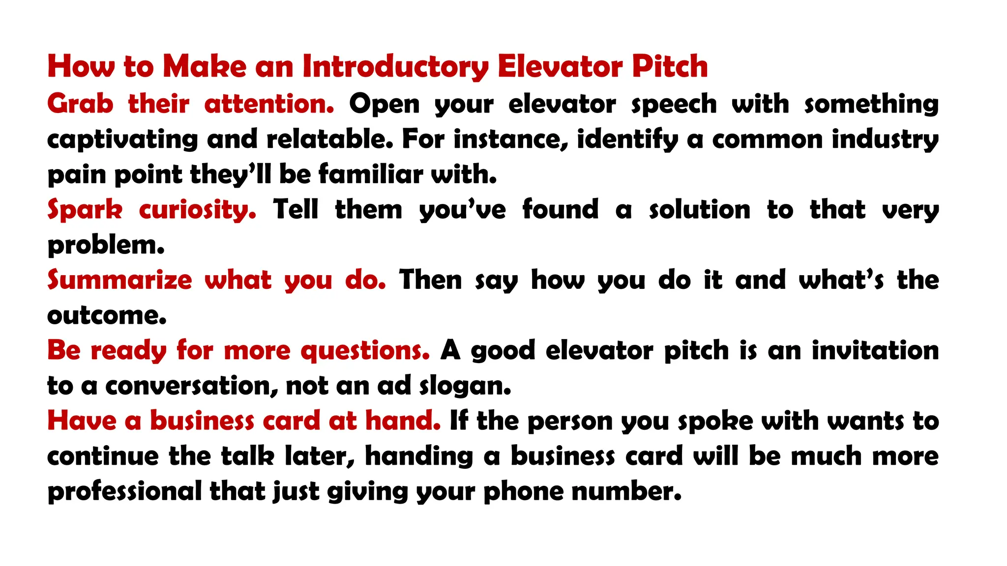 Elevator Pitch How to connect with people.ppt
