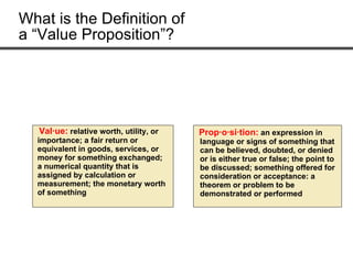 What is the Definition of a “Value Proposition”? ,[object Object],[object Object]