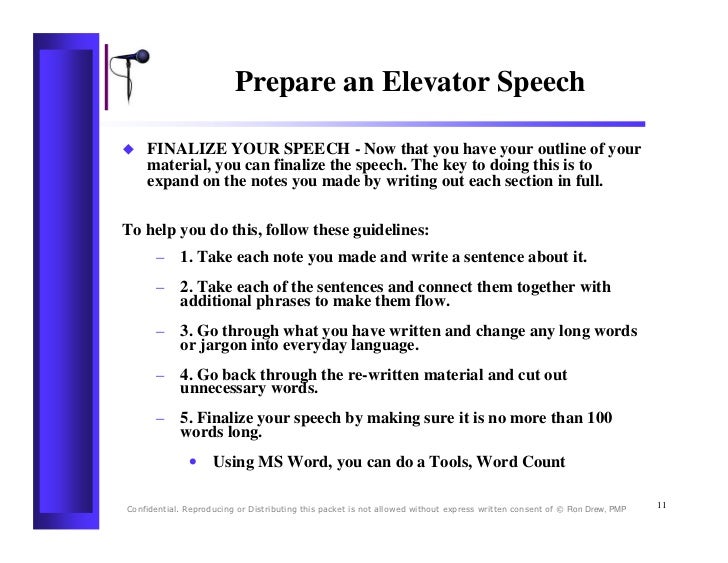 preparing your elevator speech preparing your elevator speech