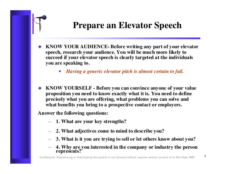 rdrew elevator speech what is an elevator speech