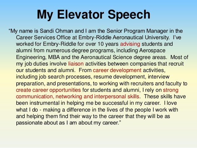 Elevator Speech Script