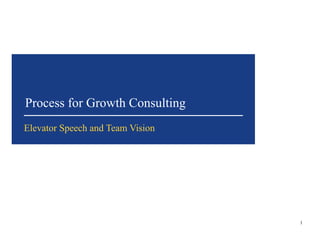 Process for Growth Consulting 
Elevator Speech and Team Vision 
1 
 