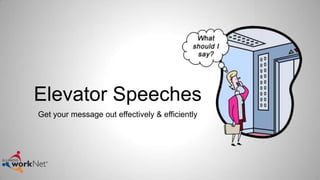 Elevator Speeches
Get your message out effectively & efficiently
 