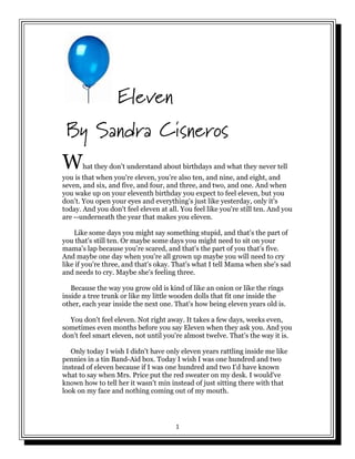 sandra cisneros reading eleven