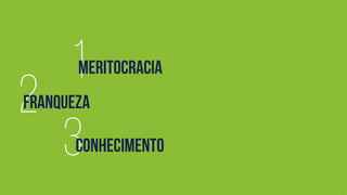 3
2
1MERITOCRACIA
FRANQUEZA
CONHECIMENTO
 