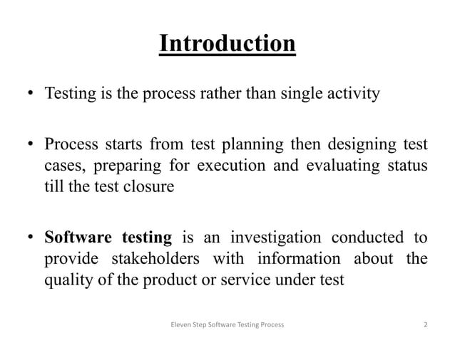 Eleven step of software testing process | PPTX