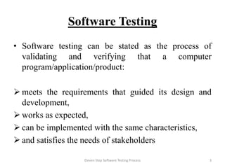 Eleven step of software testing process | PPTX