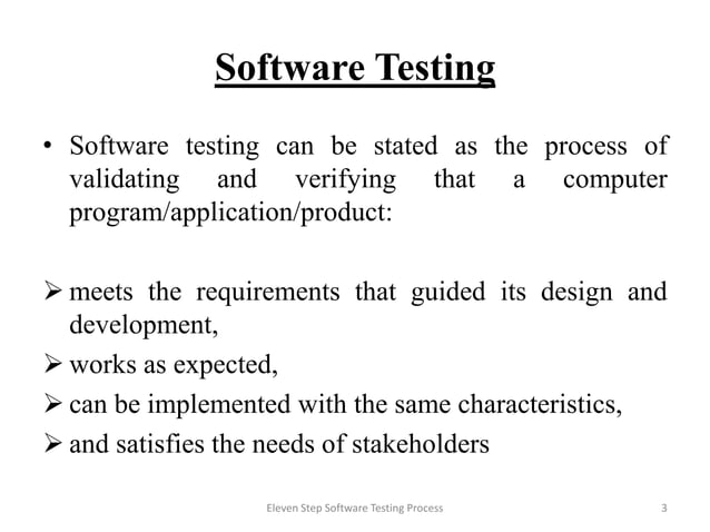 Eleven step of software testing process | PPTX