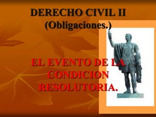 DERECHO CIVIL II (Obligaciones.)EL EVENTO DE LA CONDICION RESOLUTORIA. 