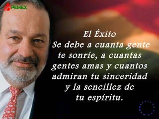 RR
ee
HH
cc
uu rr ss
ssoo
uu
mm aa
nn
oo
RR
ee
HH
cc
uu rr ss
ssoo
uu
mm aa
nn
oo
El Éxito
Se debe a cuanta gente
te sonríe, a cuantas
gentes amas y cuantos
admiran tu sinceridad
y la sencillez de
tu espíritu.
 