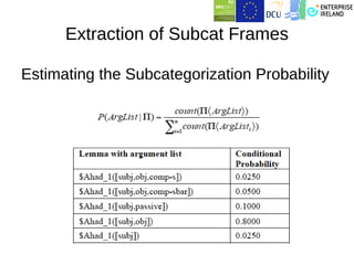 Extraction of Subcat Frames

Estimating the Subcategorization Probability
 