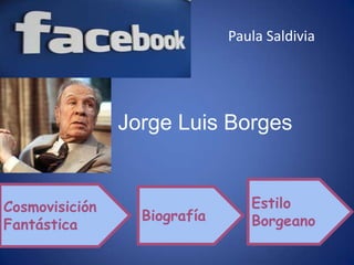 Jorge Luis Borges
Paula Saldivia
Biografía
Cosmovisición
Fantástica
Estilo
Borgeano
 