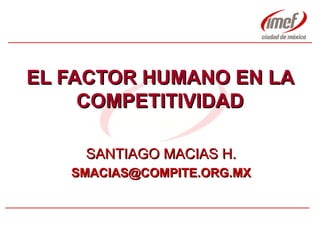 EL FACTOR HUMANO EN LA COMPETITIVIDAD SANTIAGO MACIAS H. [email_address] 