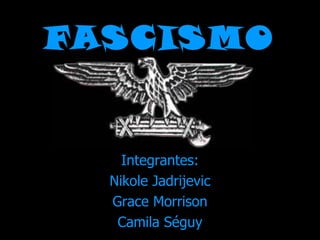 FASCISMO


    Integrantes:
  Nikole Jadrijevic
  Grace Morrison
   Camila Séguy
 