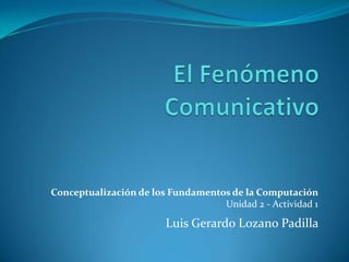 Conceptualización de los Fundamentos de la Computación
Unidad 2 - Actividad 1

Luis Gerardo Lozano Padilla

 