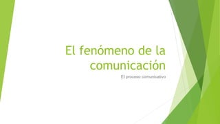El fenómeno de la
comunicación
El proceso comunicativo
 