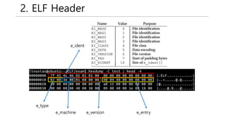 2. ELF Header
e_ident
e_type
e_machine e_version e_entry
 