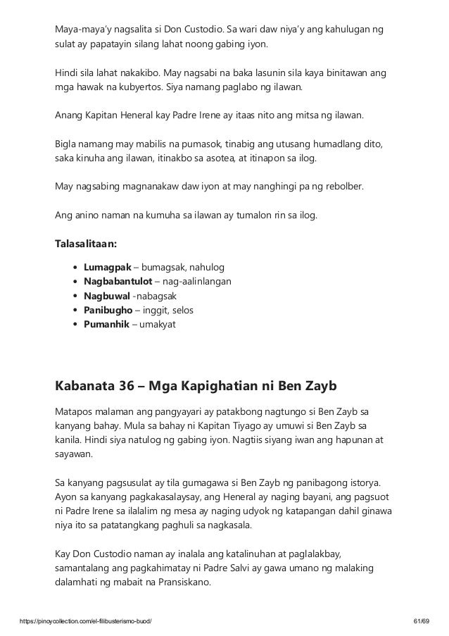 El Filibusterismo Buod Kabanata 1 39 El Filibusterismo Buod Ng Bawat Kabanata 1-39 With Talasalitaan