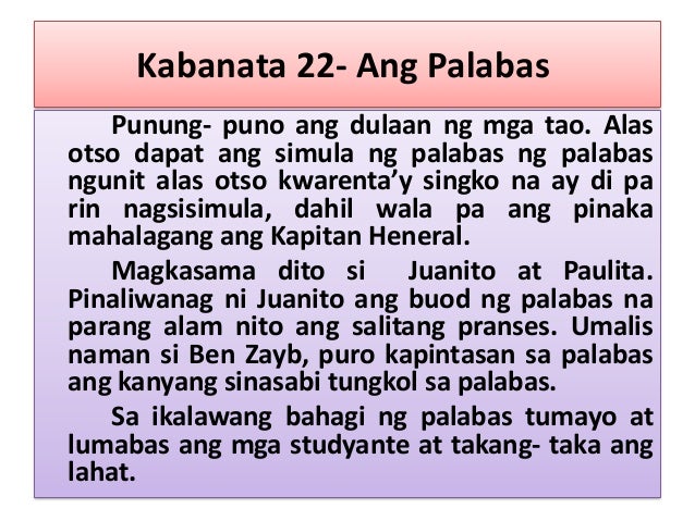 Buod El Filibusterismo Kabanata 28